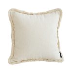 1-SOGA 45cm Creamy White Home Aesthetic Chenille Texture Tassel Square Throw pillow