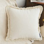 2-SOGA 2X 45cm Creamy White Home Aesthetic Chenille Texture Tassel Square Throw pillow