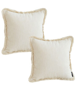 1-SOGA 2X 45cm Creamy White Home Aesthetic Chenille Texture Tassel Square Throw pillow