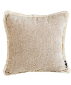 1-SOGA 45cm Milk Coffee Home Aesthetic Chenille Texture Tassel Square Throw pillow