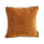 1-SOGA 45cm Home Aesthetic Chenille Texture Tassel Square Sunset Orange Throw Pillow