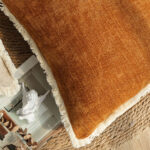 6-SOGA 45cm Home Aesthetic Chenille Texture Tassel Square Sunset Orange Throw Pillow