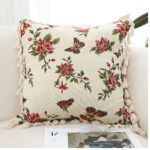 2-SOGA 45cm Creamy White French Vintage Butterfly Loves Flowers Tassel Throw Pillow