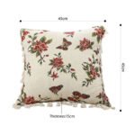 5-SOGA 45cm Creamy White French Vintage Butterfly Loves Flowers Tassel Throw Pillow