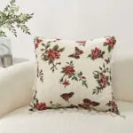 3-SOGA 2X 45cm Creamy White French Vintage Butterfly Loves Flowers Tassel Throw Pillow