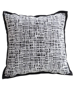1-SOGA 45cm Vintage Leopard Print Sofa Black & White Grid Wide Edge Square Throw Pillow