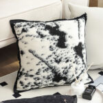 2-SOGA 45cm Light Vintage Leopard Print Black & White Ink Splatter Wide-Edge SquareThrow Pillow