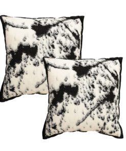 1-SOGA 2X 45cm Light Vintage Leopard Print Black & White Ink Splatter Wide-Edge SquareThrow Pillow