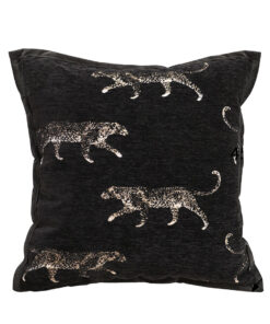 1-SOGA 45cm Light Luxury Vintage Leopard Print Square Black Throw Pillow