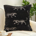 3-SOGA 2X 45cm Light Luxury Vintage Leopard Print Square Black Throw Pillow