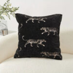4-SOGA 2X 45cm Light Luxury Vintage Leopard Print Square Black Throw Pillow