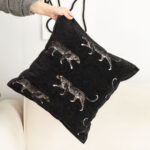 6-SOGA 2X 45cm Light Luxury Vintage Leopard Print Square Black Throw Pillow