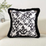 3-SOGA 45cm Vintage Black Herringbone Pillowcase Set & Square Throw Pillow