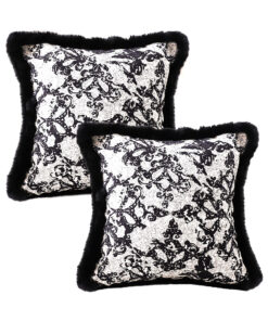 1-SOGA 2X 45cm Vintage Black Herringbone Pillowcase Set & Square Throw Pillow
