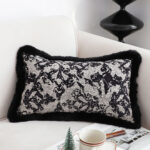 2-SOGA 35cm Vintage Black Pillowcase Set Black Herringbone Pattern Lumbar Throw Pillow