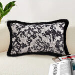 3-SOGA 35cm Vintage Black Pillowcase Set Black Herringbone Pattern Lumbar Throw Pillow
