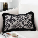 4-SOGA 35cm Vintage Black Pillowcase Set Black Herringbone Pattern Lumbar Throw Pillow
