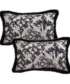 1-SOGA 2X 35cm Vintage Black Pillowcase Set Black Herringbone Pattern Lumbar Throw Pillow