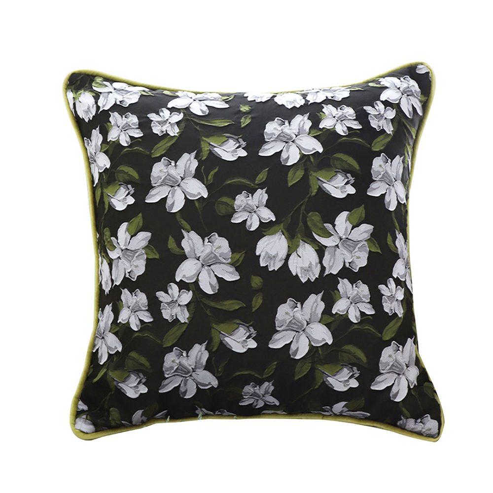 1-SOGA 45cm Subtle Foliage Green Pillow Subtle Orchid Blossom Square Throw Pillow
