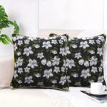 4-SOGA 2X 45cm Subtle Foliage Green Pillow Subtle Orchid Blossom Square Throw Pillow