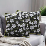 6-SOGA 2X 45cm Subtle Foliage Green Pillow Subtle Orchid Blossom Square Throw Pillow