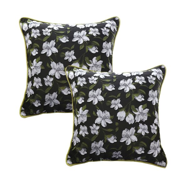 1-SOGA 2X 45cm Subtle Foliage Green Pillow Subtle Orchid Blossom Square Throw Pillow