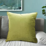 3-SOGA 45cm Subtle Fluorescent Green Foliage Velvet Square Throw Pillow
