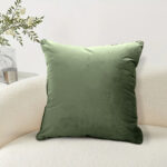 3-SOGA 2X 45cm Subtle Army Green Foliage Velvet Square Throw Pillow