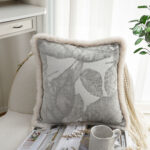 4-SOGA 2X 45cm Wabi-sabi Raised Embroidery Leaf & Square Throw Pillow