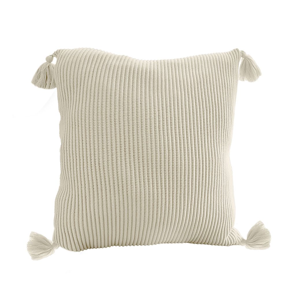 1-SOGA 45cm Khaki Wabi-Sabi Thickened Cotton Tassel Square  Throw Pillow