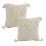 1-SOGA 45cm Khaki Wabi-Sabi Thickened Cotton Tassel Square  Throw Pillow