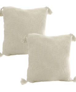 1-SOGA 45cm Khaki Wabi-Sabi Thickened Cotton Tassel Square  Throw Pillow