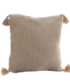 1-SOGA 45cm Off-White Wabi-Sabi Raised Pillow Cotton Striped Large Tassel Square Throw Pillow