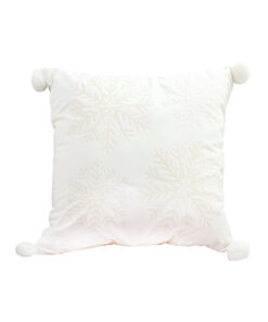1-SOGA 45cm Throw Pillow  White Soft Plush Cushion Christmas Snowflake Ball Square For festive Holiday