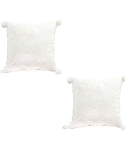 1-SOGA 2X 45cm Throw Pillow White Soft Plush Cushion Christmas Snowflake Ball Square For festive Holiday