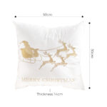 6-SOGA 45cm Throw Pillow White with Golden Christmas Sleigh Design Festive Holiday Square Cushion Decor
