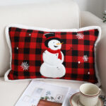 2-SOGA 30cm Throw Pillow Red Christmas Snowman Lumbar Cushion for Festive Holiday Winter Home Decor