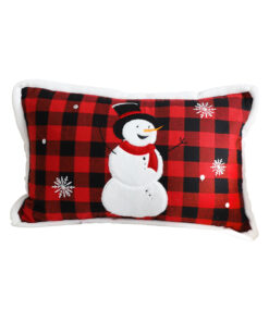 1-SOGA 30cm Throw Pillow Red Christmas Snowman Lumbar Cushion for Festive Holiday Winter Home Decor