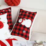 4-SOGA 30cm Throw Pillow Red Christmas Snowman Lumbar Cushion for Festive Holiday Winter Home Decor