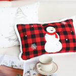 6-SOGA 30cm Throw Pillow Red Christmas Snowman Lumbar Cushion for Festive Holiday Winter Home Decor