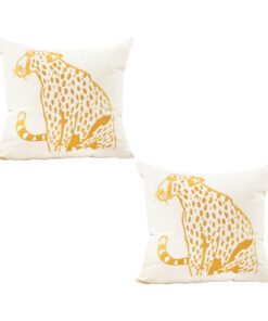 1-SOGA 45cm Throw Pillow White Light Luxury with Golden Leopard Design Decorative Square Cushion Home Decor