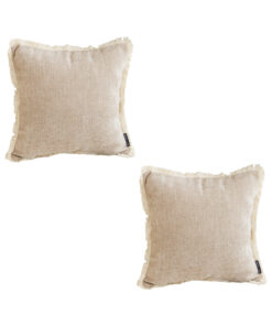 1-SOGA 2X 45cm Throw Pillow Latte Color Chenille Textured with Tassels Stylish Square Cozy Home Decor