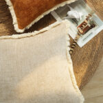 4-SOGA 2X 45cm Throw Pillow Latte Color Chenille Textured with Tassels Stylish Square Cozy Home Decor