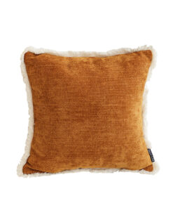 1-SOGA 45cm Throw Pillow Sunset Orange Chenille Textured with Tassels Stylish Square Cozy Home Decor