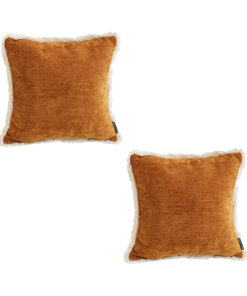 1-SOGA 2X 45cm Throw Pillow Sunset Orange Chenille Textured with Tassels Stylish Square Cozy Home Decor