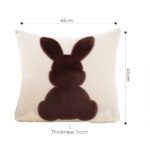 7-SOGA 45cm Throw Pillow Light Tan Square Cushion with Soft Coffee Bunny Design Decorative Home Decor