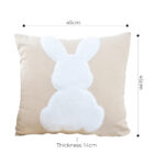 7-SOGA 45cm Throw Pillow Light Tan Square Cushion with Soft White Rabbit Design Decorative Home Decor
