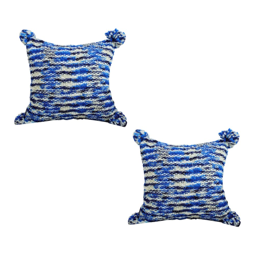 1-SOGA 2X 45cm Throw Pillow Deep Sea Blue Gradient Dyed Decorative Soft Square for Couch or Bed