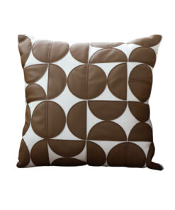 1-SOGA 45cm Brown Leather Square Pillow Half Moon Patchwork Design Decorative Cushion for Living Room