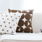 5-SOGA 45cm Brown Leather Square Pillow Half Moon Patchwork Design Decorative Cushion for Living Room